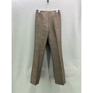 Vintage Silk & Wool Womens Tan Khaki High Waisted Pleated Trousers Pants Size 8